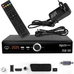 hd-line 20900 HD Sat Receiver Satellite DVB S2 HD Receiver for SAT Digital Satellite SAT Receiver (DVB-S/S2, HDMI, SCART, 2X USB 2.0, Full HD 1080p) (Pre-programmed for Astra Hotbird and Türksat) - HD-LINE (H Цифрови приемници, декодери
