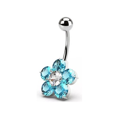Šperky4U Stříbrný piercing do pupíku kytička - BP5001-Q