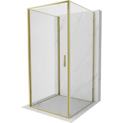 Mexen Exo-3S душ кабина с 3 стени, отваряща се, 100 x 100 см, прозрачна, златна (817-100-100-50-00-3S)