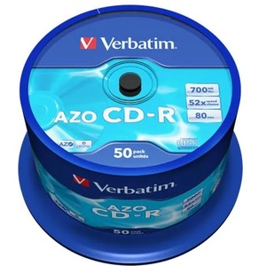 Verbatim CD-R диск, с кристално покритие, AZO, 700MB, 52x, 50 бр. , цилиндричен VERBATIM "DataLife Plus" 43343 (43343)