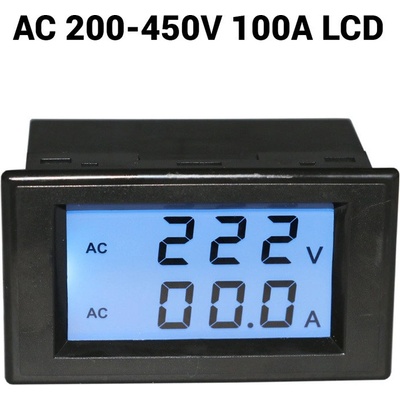 Neven D85-2042A AC 200-450V/100A 2v1 LCD digitální ampérmetr/voltmetr panelový