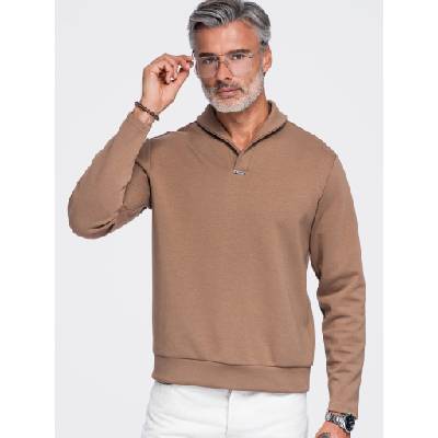 Ombre Clothing Мъжки суитшърт без закопчаване с свитък яка - кафяв V2 OM-SSNZ-0262 Ombre Clothing Ombre Clothing | Kafyav | МЪЖЕ | S