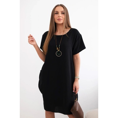 Fashionweek dámske šaty oversize s príveskom ľahké a vzdušne K34 čierna