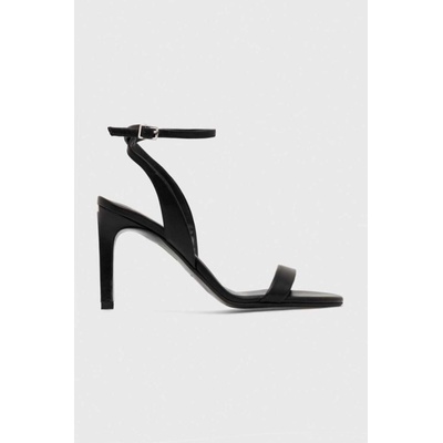 Calvin Klein Кожени сандали Calvin Klein HEEL SANDAL 90 LTH в черно HW0HW01945 (HW0HW01945)