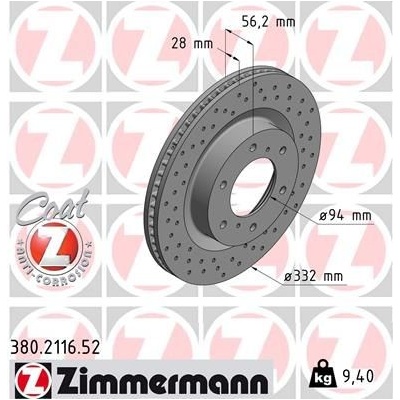 Brzdový kotúč (cena za 1ks) ZIMMERMANN 380.2116.52