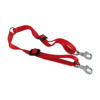 Ferplast Тwin - Регулируем повод за две кучета, 36 см. /10 мм. - червен