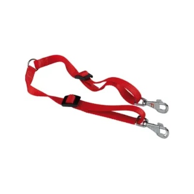 Ferplast Тwin - Регулируем повод за две кучета, 36 см. /10 мм. - червен