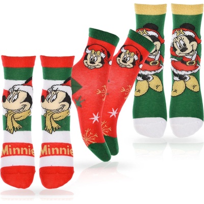 Disney Minnie Dievčenské ponožky s vianočným motívom pack 1
