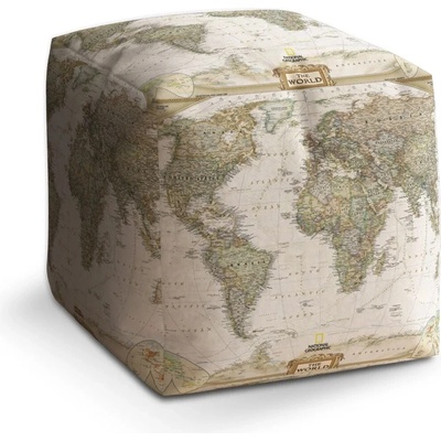 Sablio Taburet Cube Mapa světa: 40x40x40 cm