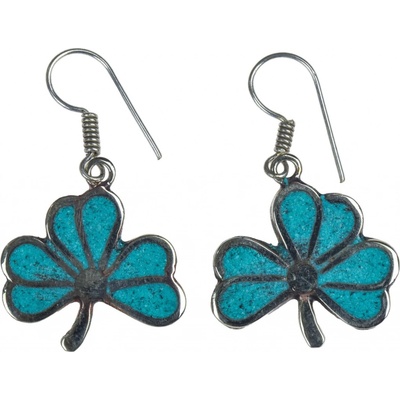 Sanu Babu Nepálské visací naušnice vykládané tyrkenitem, délka 37mm, kov