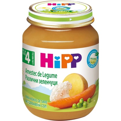 Hipp Био зеленчуково пюре Hipp - Различни зеленчуци, 125 g (RO4013-U)