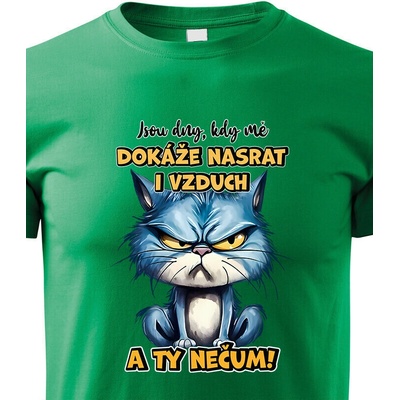 Dětské tričko Kočka Jsou dny kdy mě dokáže nasrat i vzduch a ty nečum Zelená Canvas Dětské tričko 2654