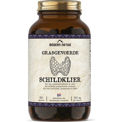 Modern Native Schildklier Sušená hovězí štítná žláza v kapslích, 500 mg, 180 ks