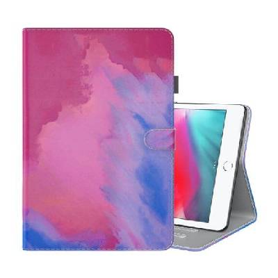 Калъф с мотив на водни бои и място за карти за iPad mini 1 / 2 / 3 / 4 / 5 - розово-лилаво (51664)
