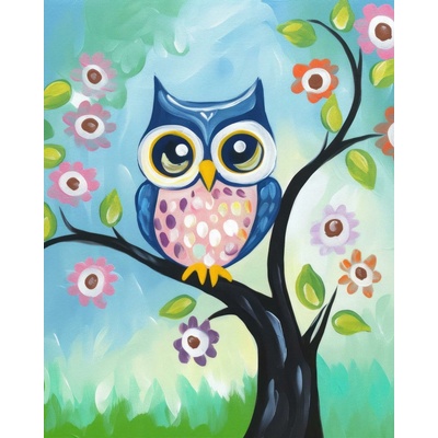 ZUTY Obrazy na stenu - Sova a farebné kvety Rámovanie: bez rámu a bez vypnutia plátna, Rozmer: 40x50 cm