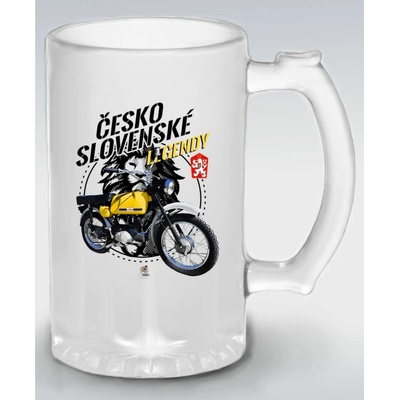 Jawa Mustang žlutý ČESKOSLOVENSKÉ LEGENDY V8 Půllitr skleněný 500 ml