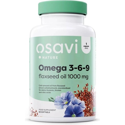 Osavi Omega 3-6-9 Flaxseed Oil, 1000 mg, 60 гел капсули, Osavi