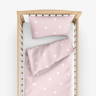 Goldea dětské bavlněné povlečení do postýlky srdíčka na pudrově růžové 90 x 120 cm 40 x 60 cm – Zboží Dáma
