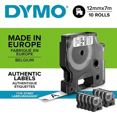 Samolepiaca páska Dymo D1 12 mm biela/čierna, 10ks