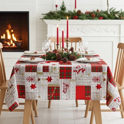 Mondo Vianočný bavlna obrus Merry Christmas Kruh Ø 140 cm