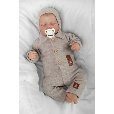 Baby Nellys pletený svetrík s gombíkmi Boy béžový