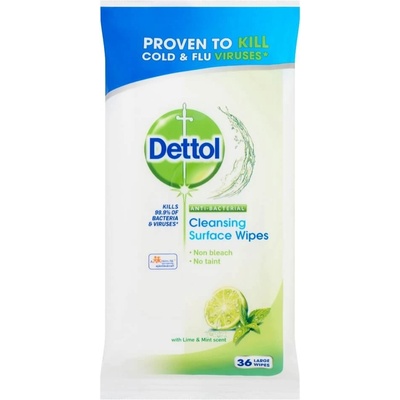Dettol Cleansing Surface Wipes Limetka a máta antibakteriální ubrousky na povrchy 36 kusů