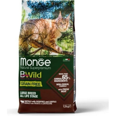 MONGE Cat Bwild Grain Free Large bůvol s bramborami a čočkou 10 kg