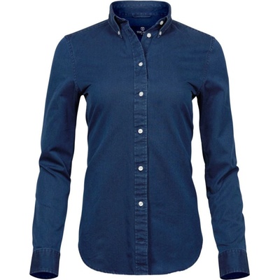 TeeJays košile TJ 4003 keprová denim dlouhý rukáv dámská indigo Modrá