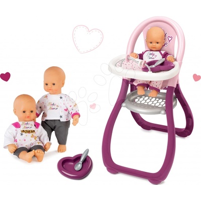 Smoby zlatá 32 cm Baby Nurse + jídelní židlička 220100-1