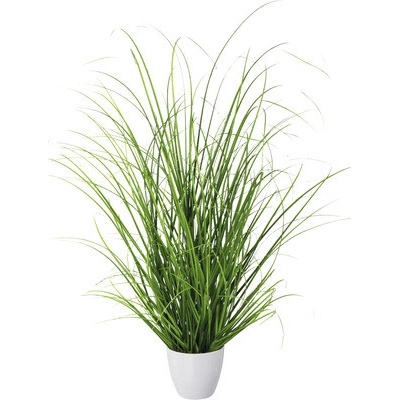 Umelá tráva v bielom plastovom kvetináči 60 cm