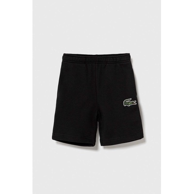 Lacoste Детски памучен къс панталон Lacoste в черно с регулируема талия (GJ7350)