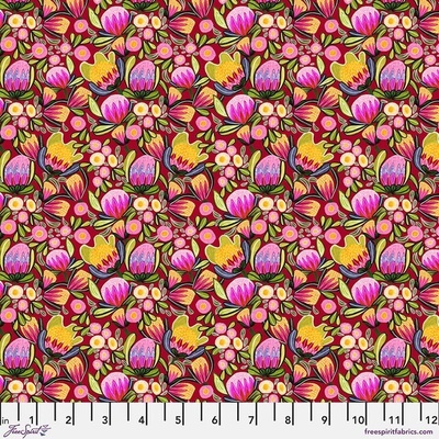 Bavlněná látka květinová vínová | Kirsten Katz – Paradise Blooms – Garnet