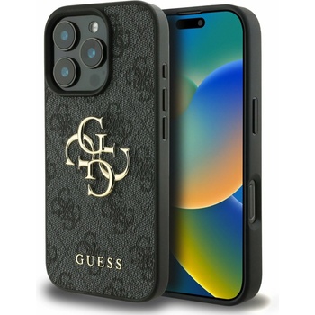 GUESS PU 4G метално лого заден капак за iPhone 16 Pro сив Guess | Lilav | Момичешки | UNI