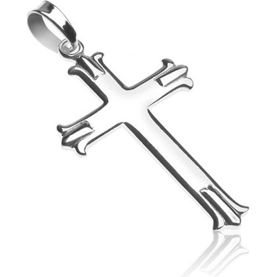 Šperky eshop Stříbrný přívěsek 925 kříž s trojitým cípem X34.8