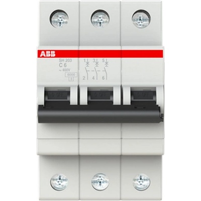 ABB Автоматичен прекъсвач ABB SH203-C6 - 3 P, 6 A, 6 kA (2CDS213001R0064)