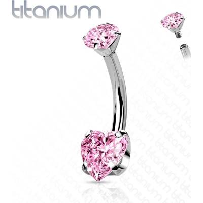 Šperky4U piercing do pupíku srdíčko titan TIT1176-P