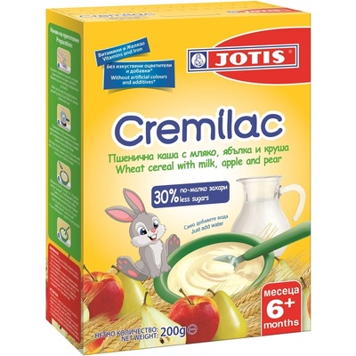 Jotis Пшенична каша Jotis - Cremilac, с мляко, ябълка и круша, 200 g (770005)