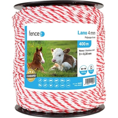 VNT electronics s.r.o. Lano pro elektrický ohradník, průměr 4 mm, bílo-červené, délka 400 m