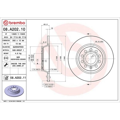 Brzdový kotouč BREMBO 08.A202.11 | Zboží Auto