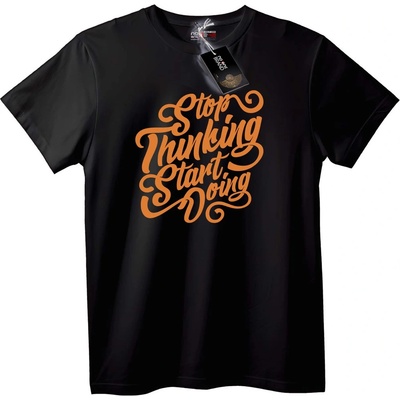 NOONEBRAND Тениска Спри да мислиш, започни да действаш - XL, Black