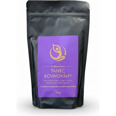 Houbová káva Instantní Tanec Rovnováhy káva Arabica Reishi Chaga Lví hříva Rhodiola rosea Ashwagandha 250 g