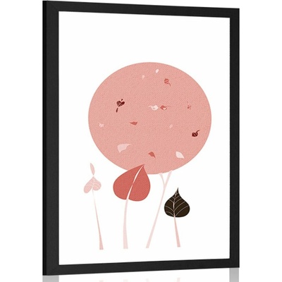 Plakát s paspartou zajímavé provedení listů - 40x60 black