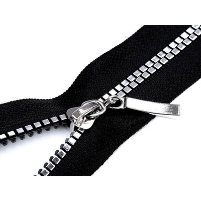 Prima-obchod Kostěný zip No 5 délka 40 cm čtvercové zuby, barva 1 (322) černá stříbrná