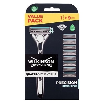 Wilkinson Sword Quattro Essential 4 + 9 ks hlavic