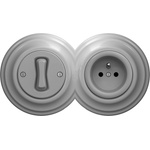 Reblig - Ретро еднополюсен ключ № 1 и розетка 230 V с рамка, сив (RG0053D)