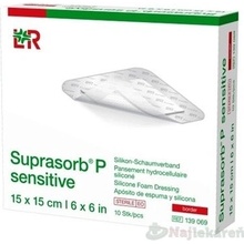 SUPRASORB P SENSITIVE silikónový penový obväz, border, 15 x 15 cm 1x10 ks