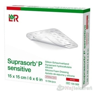 SUPRASORB P SENSITIVE silikónový penový obväz, border, 15 x 15 cm 1x10 ks