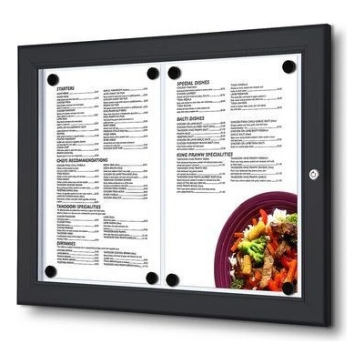 Extera Magnetická vitrína Menu Black, jednokřídlá 2 x A4