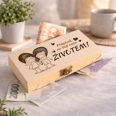 Dřevia Krabička na peníze – Příspěvek na Vaší cestu ŽIVOTEM