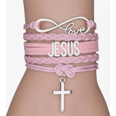 CAB náramok Love Jesus ružový DZEB0081-pink